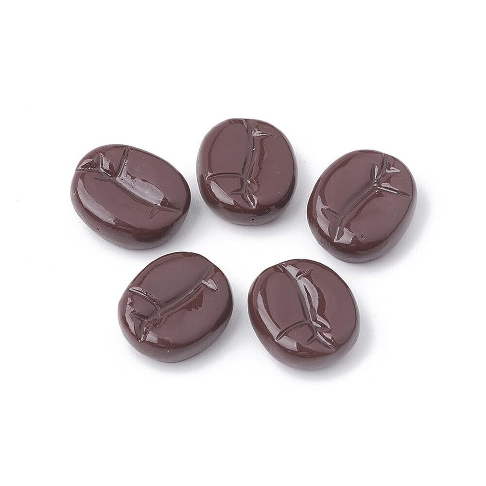 6653 200 pcs Brown Oval Coffee Beans Resin Cabochons Coffee Theme Food